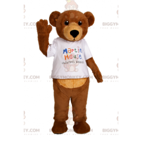 Little bear BIGGYMONKEY™ mascot costume with white t-shirt -