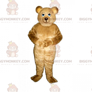 Traje de mascote de ursinho bege com olhos azuis BIGGYMONKEY™ –