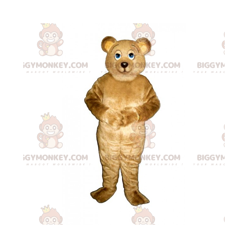 BIGGYMONKEY™ lille beige bjørn med blå øjne maskotkostume -