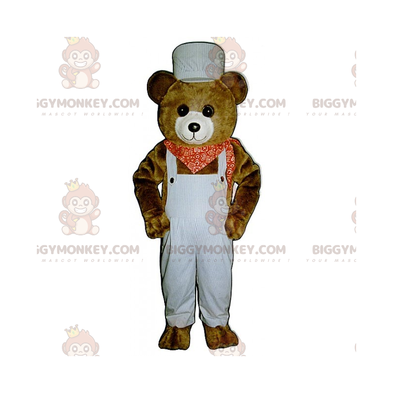 BIGGYMONKEY™ Kostým maskota medvídka hnědého s kombinézou a