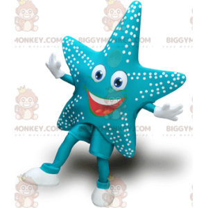 Zeer lachende blauwe zeester BIGGYMONKEY™ mascottekostuum -