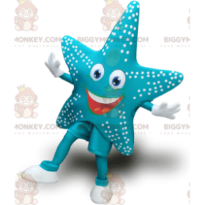 Πολύ χαμογελαστός μπλε αστερίας στολή μασκότ BIGGYMONKEY™ -