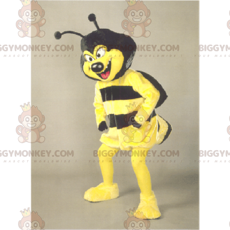 Costume de mascotte BIGGYMONKEY™ de guêpe jaune et noir avec un