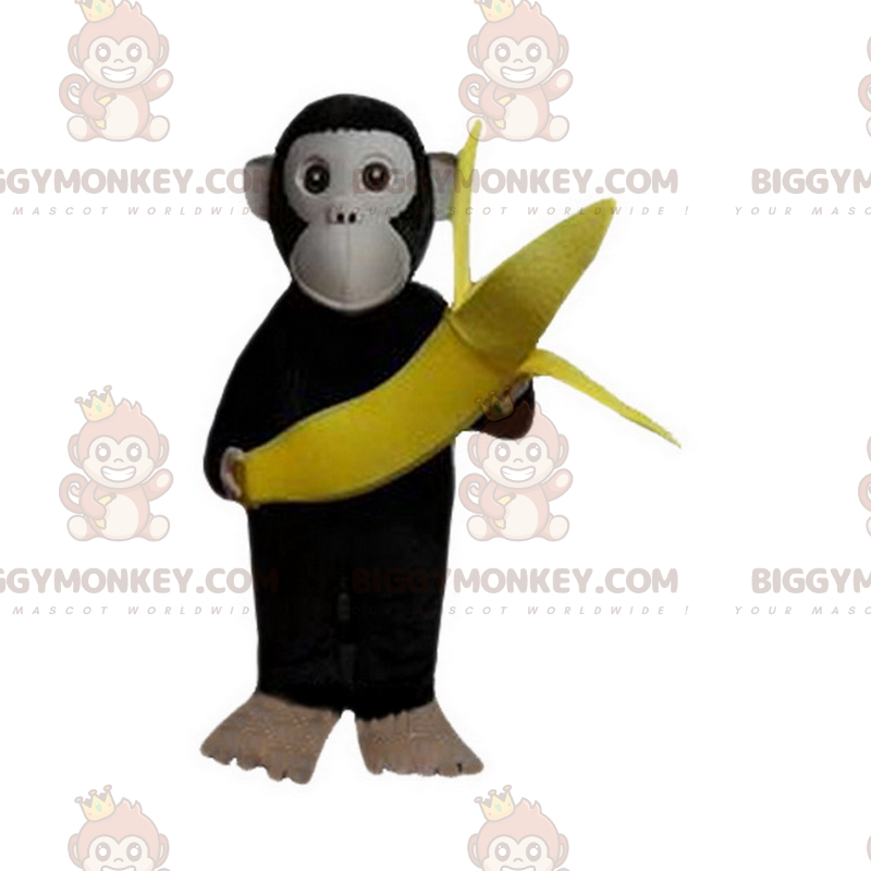 Costume de mascotte BIGGYMONKEY™ de petit singe avec sa banane