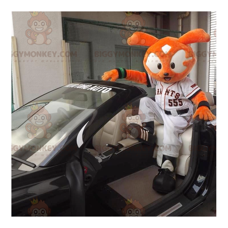 BIGGYMONKEY™ Orange Bunny Cat Mascot Costume In Sportswear -
