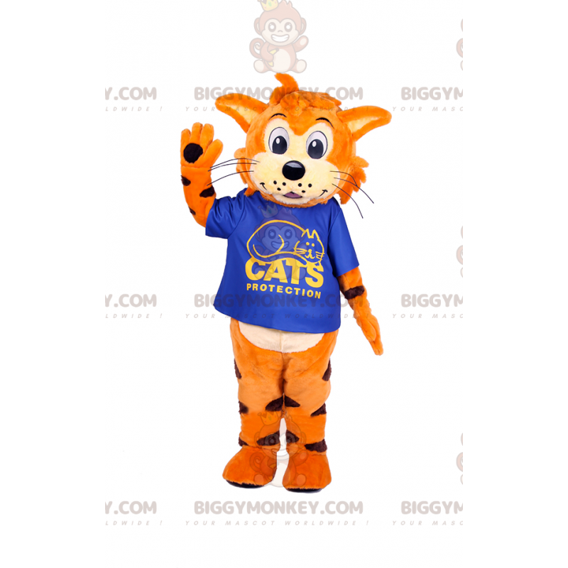 Orange Tiger Cub BIGGYMONKEY™ Maskottchen-Kostüm mit T-Shirt -