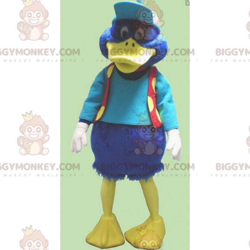 Traje de mascote Little Blue Duck BIGGYMONKEY™ com boné e