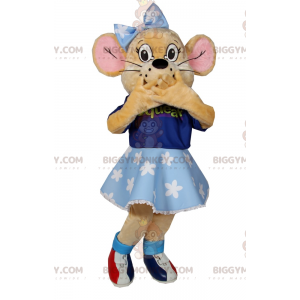 Traje de mascote BIGGYMONKEY™ de ratinho vestido de azul –