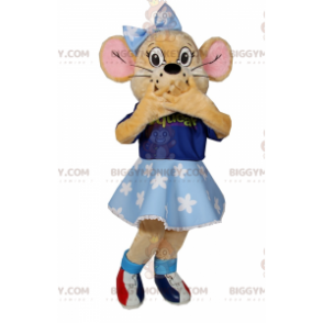 Traje de mascote BIGGYMONKEY™ de ratinho vestido de azul –