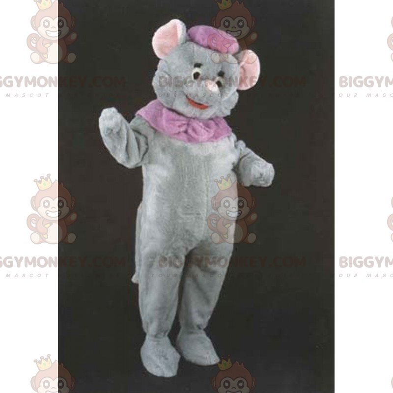Little Grey Mouse BIGGYMONKEY™ maskottiasu ja hattu -