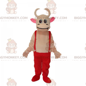 Little Cowhide In Overalls BIGGYMONKEY™ Mascot Costume –