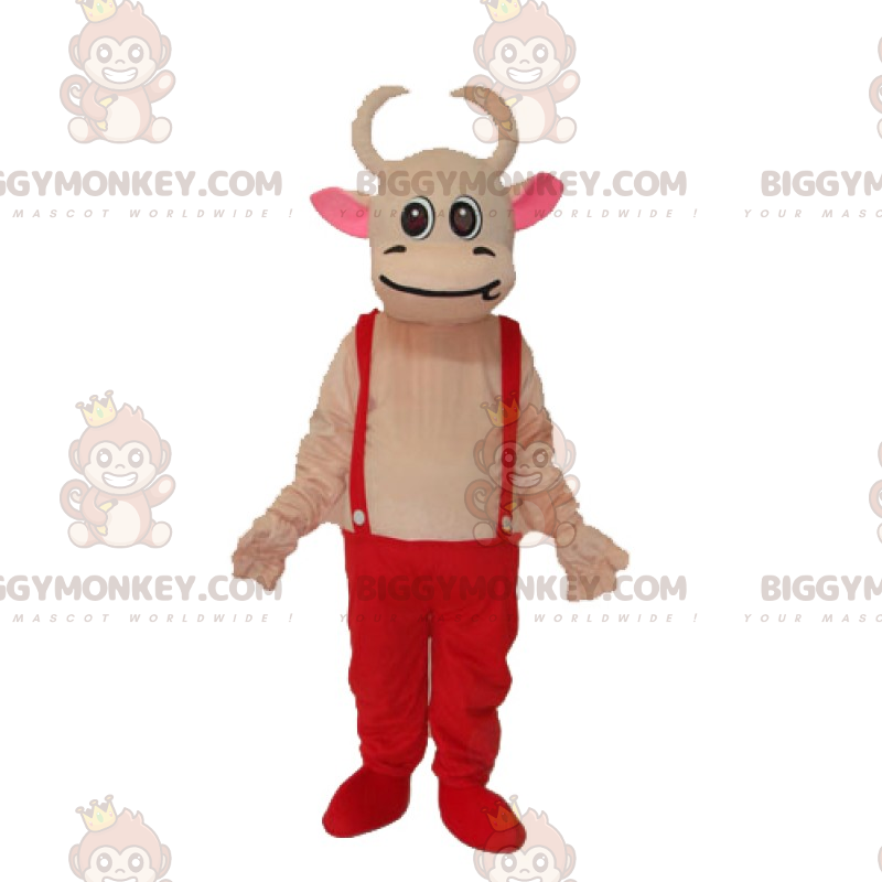 Kleines Kuhfell im Overall BIGGYMONKEY™ Maskottchenkostüm -