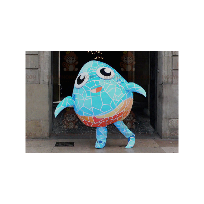 BIGGYMONKEY™ Mascot Costume of Pretty Blue and Orange Fish with