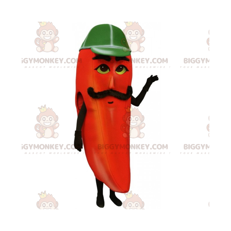 Kostým maskota BIGGYMONKEY™ s knírem Chili Pepper –