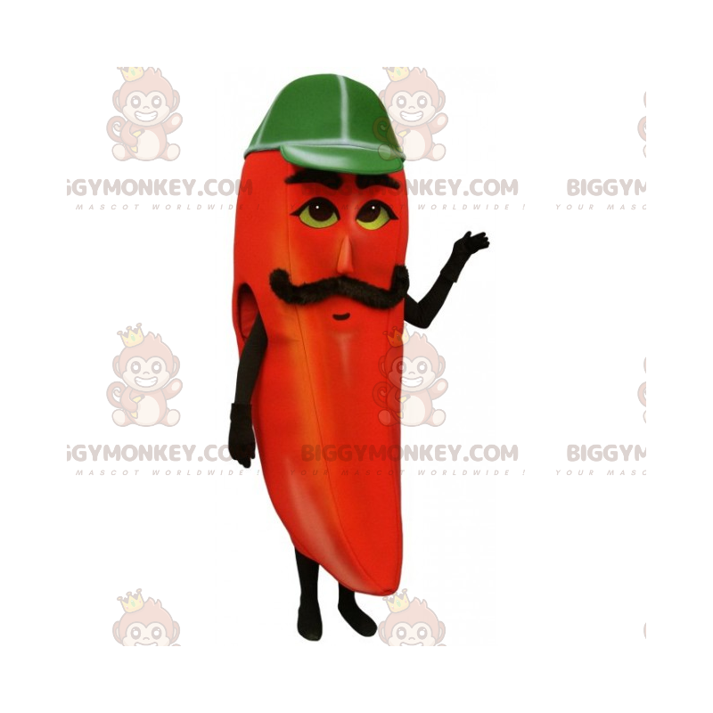 Mustache Chili Pepper BIGGYMONKEY™ Mascot Costume -