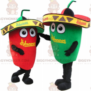 Costume da mascotte BIGGYMONKEY™ peperoncino rosso e verde con