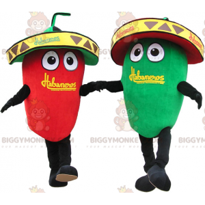 Costume da mascotte BIGGYMONKEY™ peperoncino rosso e verde con