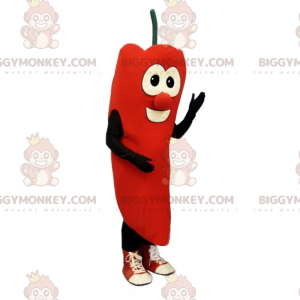Kostium maskotka uśmiechnięta czerwona papryczka chili