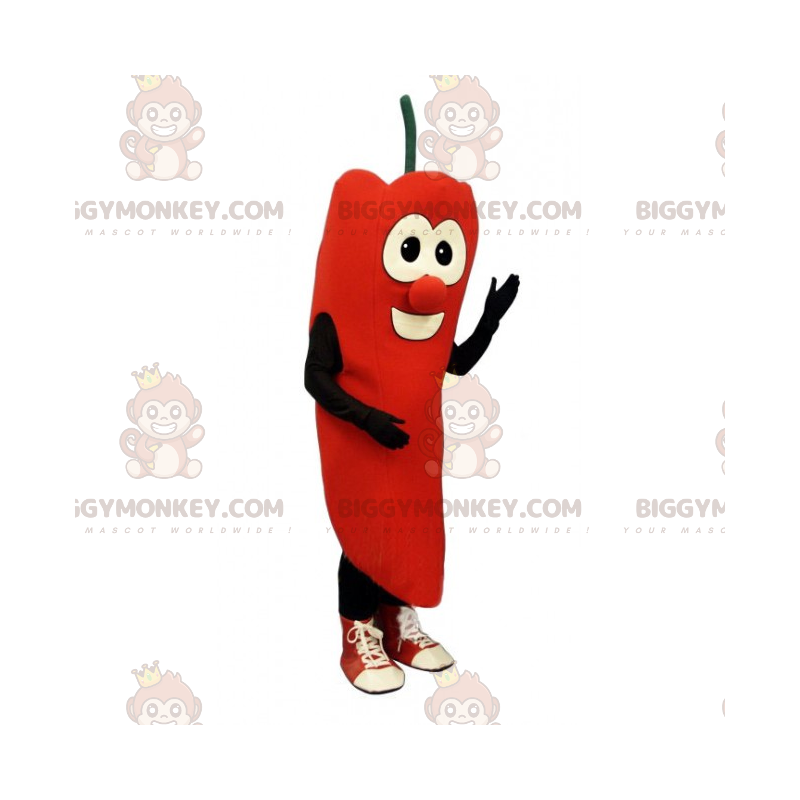 Χαμογελαστή στολή μασκότ BIGGYMONKEY™ Red Chili Pepper -