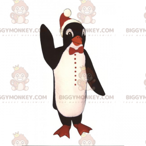 Penguin BIGGYMONKEY™ Mascot Costume with Santa Hat –