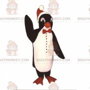 Penguin BIGGYMONKEY™ Mascot Costume with Santa Hat -