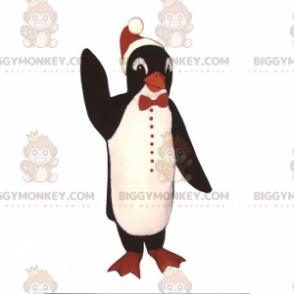 Penguin BIGGYMONKEY™ mascottekostuum met kerstmuts -