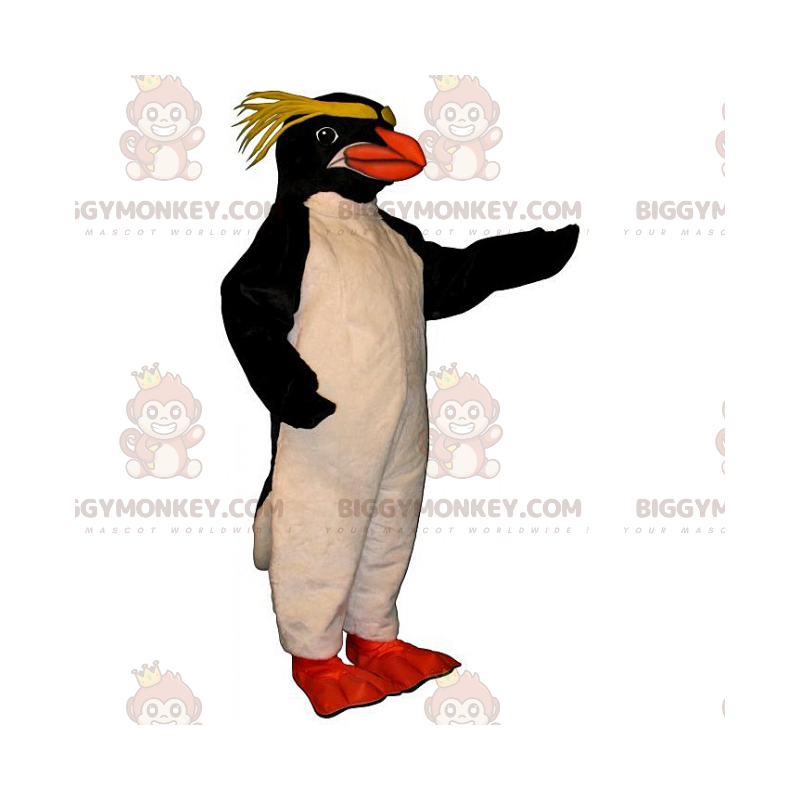 Disfraz de mascota pingüino BIGGYMONKEY™ con melena amarilla -