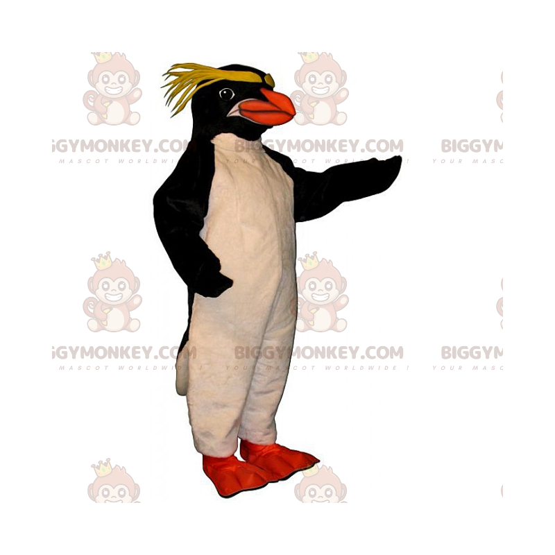 Penguin BIGGYMONKEY™ maskotdräkt med gul man - BiggyMonkey