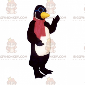 Penguin BIGGYMONKEY™ maskottiasu, jossa huivi ja suojalasit -