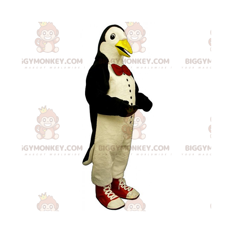 Costume de mascotte BIGGYMONKEY™ de pingouin avec nœud papillon