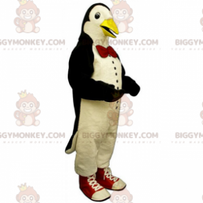 Penguin BIGGYMONKEY™ Mascot Costume with Bow Tie and Sneakers -