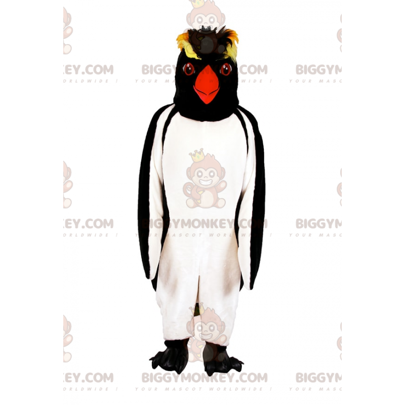 Penguin BIGGYMONKEY™ mascottekostuum met zwart en geel hoofd -