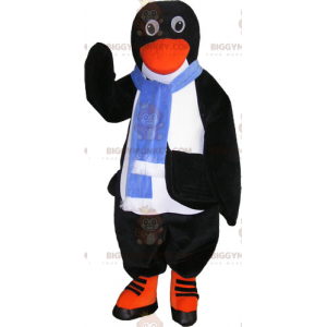 Costume da mascotte pinguino BIGGYMONKEY™ con sciarpa blu -