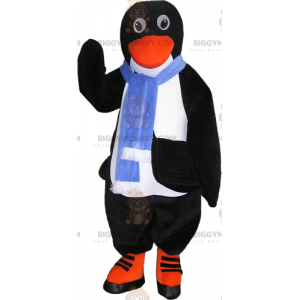 Penguin BIGGYMONKEY™ mascottekostuum met blauwe sjaal -