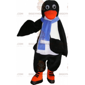 Penguin BIGGYMONKEY™ Mascot Costume with Blue Scarf -