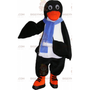 Penguin BIGGYMONKEY™ mascottekostuum met blauwe sjaal -