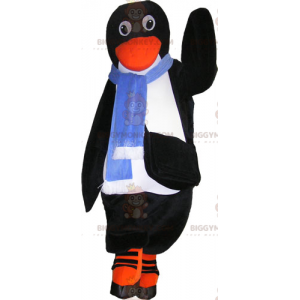 Penguin BIGGYMONKEY™ Mascot Costume with Blue Scarf -