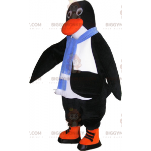 Costume da mascotte pinguino BIGGYMONKEY™ con sciarpa blu -