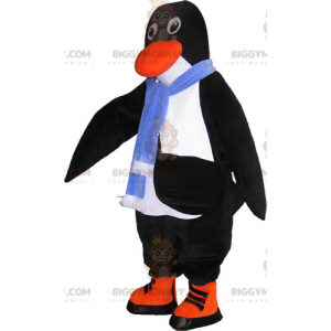 Penguin BIGGYMONKEY™ Mascot Costume with Blue Scarf –