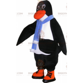 Penguin BIGGYMONKEY™ mascottekostuum met blauwe sjaal -