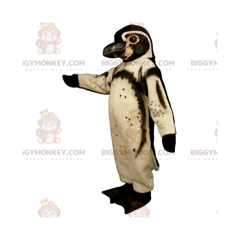 Witte en bruine pinguïn BIGGYMONKEY™ mascottekostuum -
