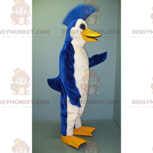 Blau-weißer Pinguin BIGGYMONKEY™ Maskottchenkostüm mit Wappen -