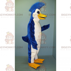 Blå och vit pingvin BIGGYMONKEY™ maskotdräkt med vapen -