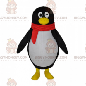 BIGGYMONKEY™ Maskottchen-Kostüm mit zwinkerndem Pinguin und