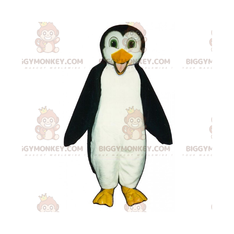 Kostým štíhlého usmívajícího se tučňáka BIGGYMONKEY™ maskota –