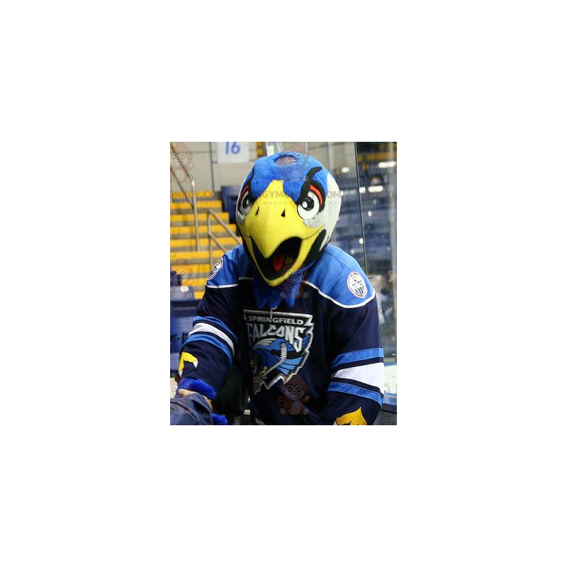 BIGGYMONKEY™ Blue White and Yellow Bird Eagle Mascot Costume –