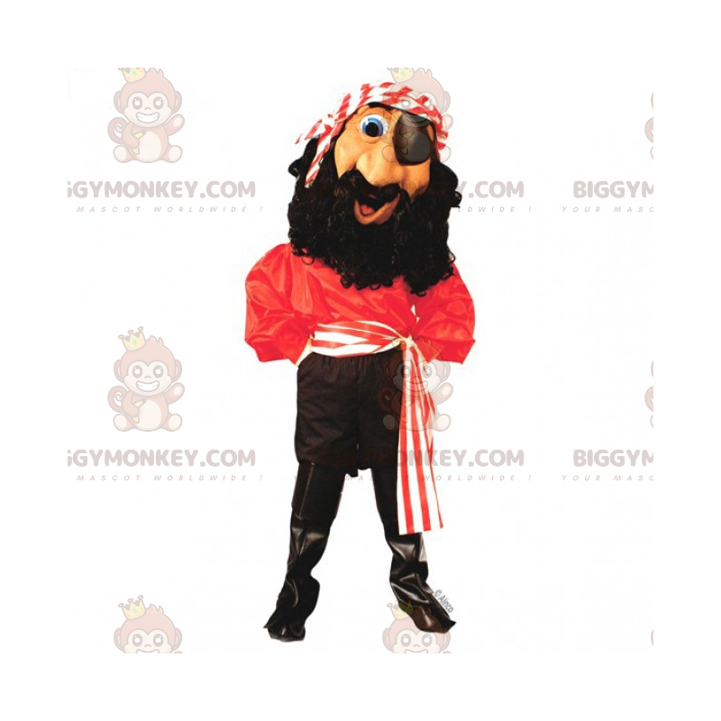 Pirate BIGGYMONKEY™ maskottiasu, jossa otsapanta -