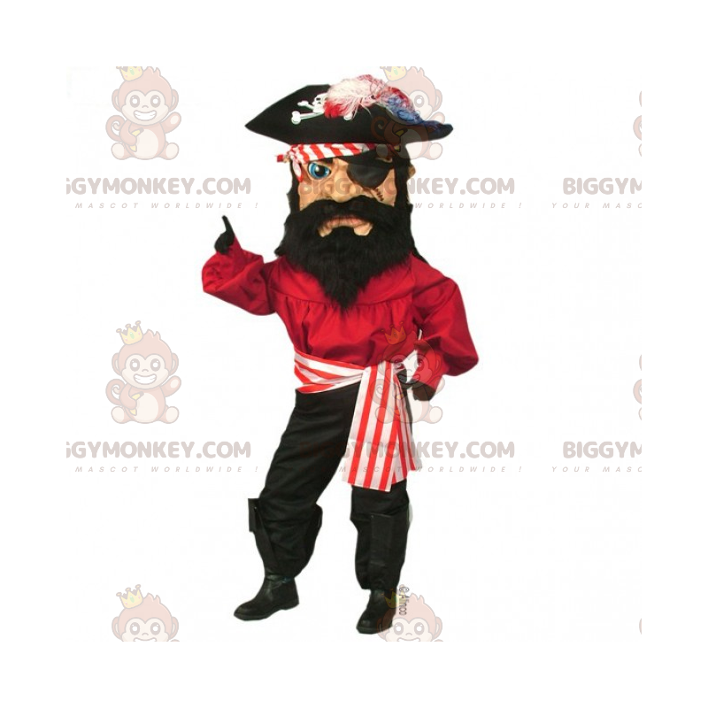 Costume de mascotte BIGGYMONKEY™ de pirate avec bandeau a l'œil