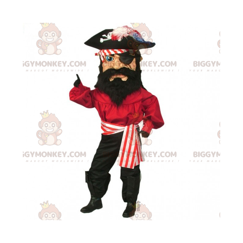 Pirate BIGGYMONKEY™ Mascot Costume with Eyepatch –