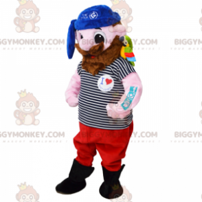 Costume de mascotte BIGGYMONKEY™ de pirate avec son perroquet